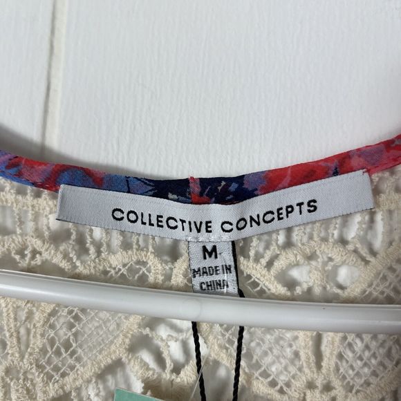 NWT Collective Concepts Women Sleeveless Top Medium Floral Multicolor Crochet - Picture 5 of 7